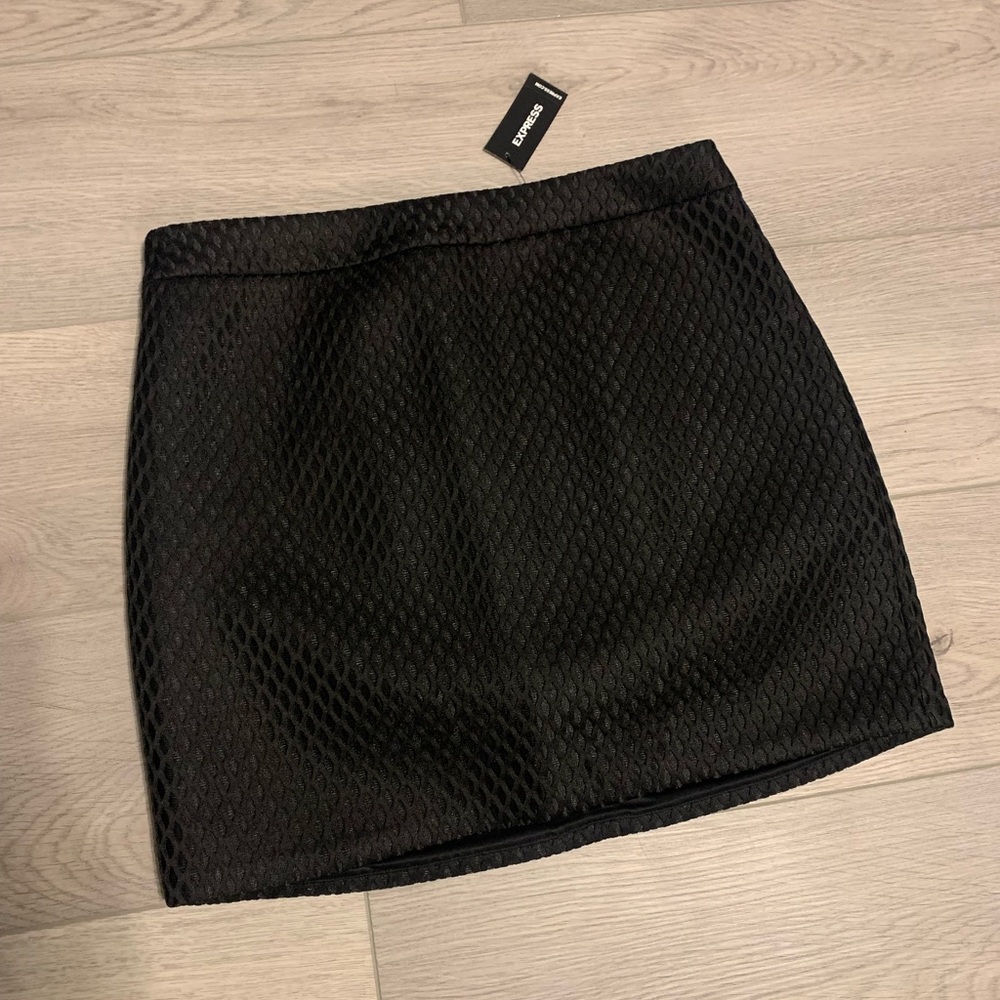 Express Black Honeycomb Mini Skirt